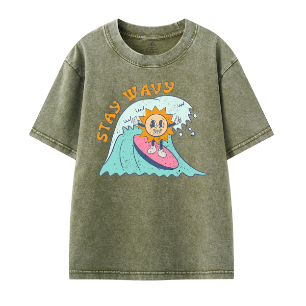 Stay Wavy Toddler&Kids Washed Tees         