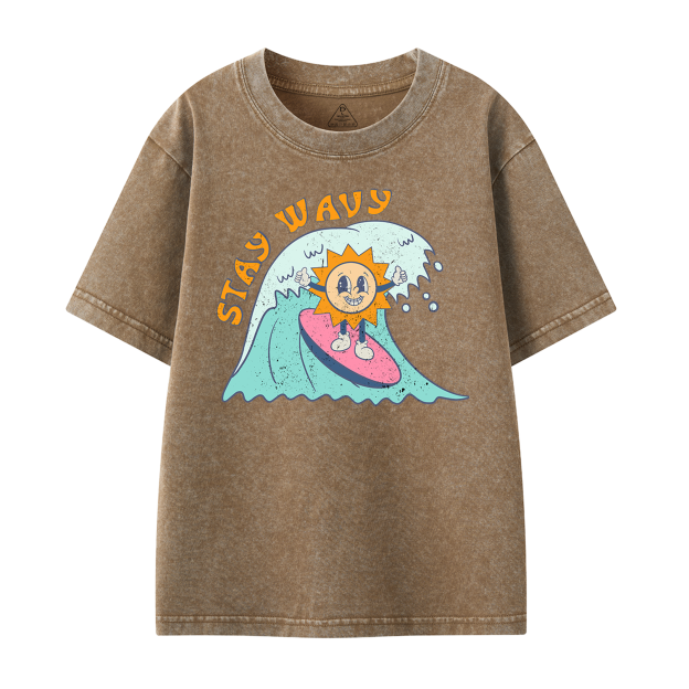 Stay Wavy Toddler&Kids Washed Tees         