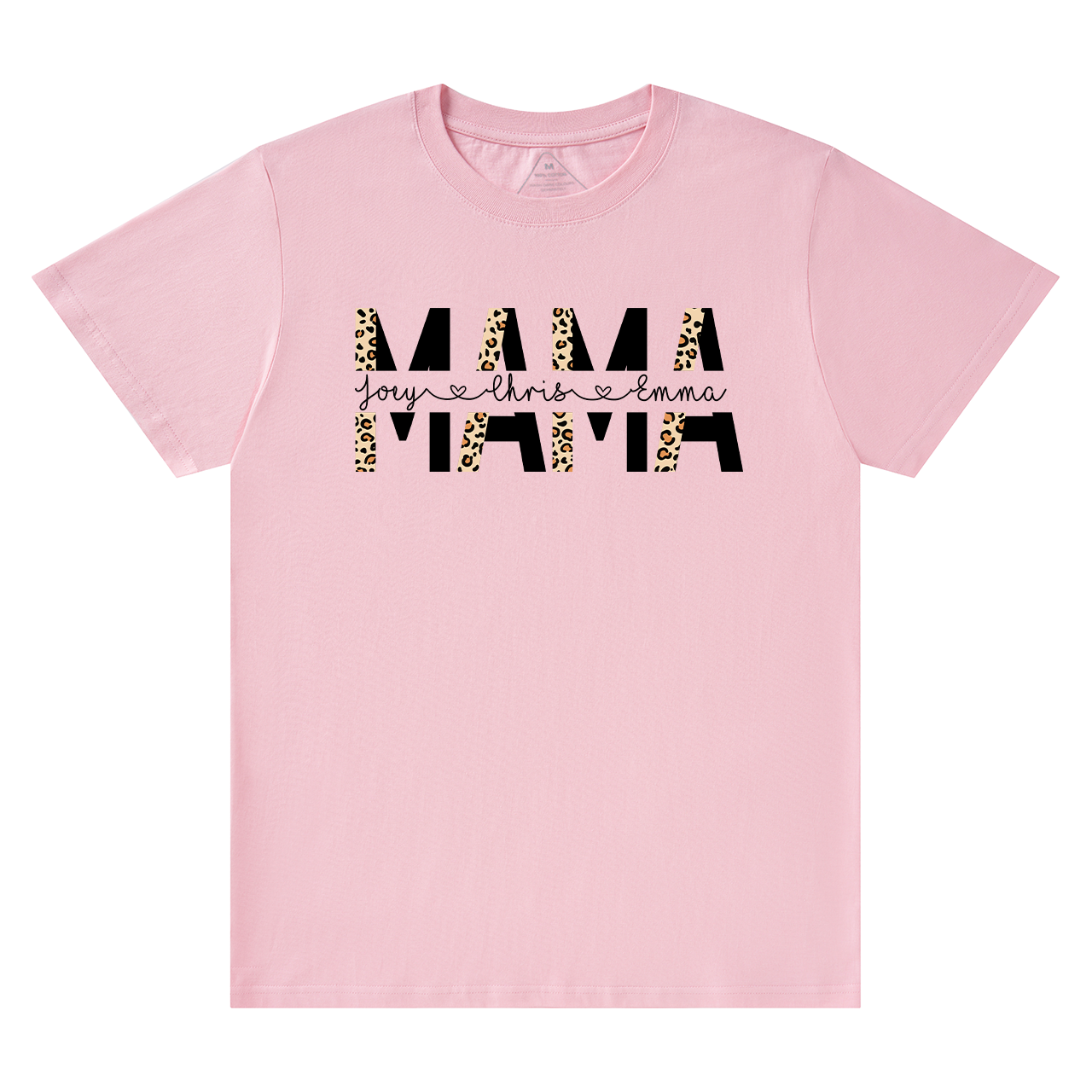 Custom Kids Names Leopard Print Mom Gift Tees