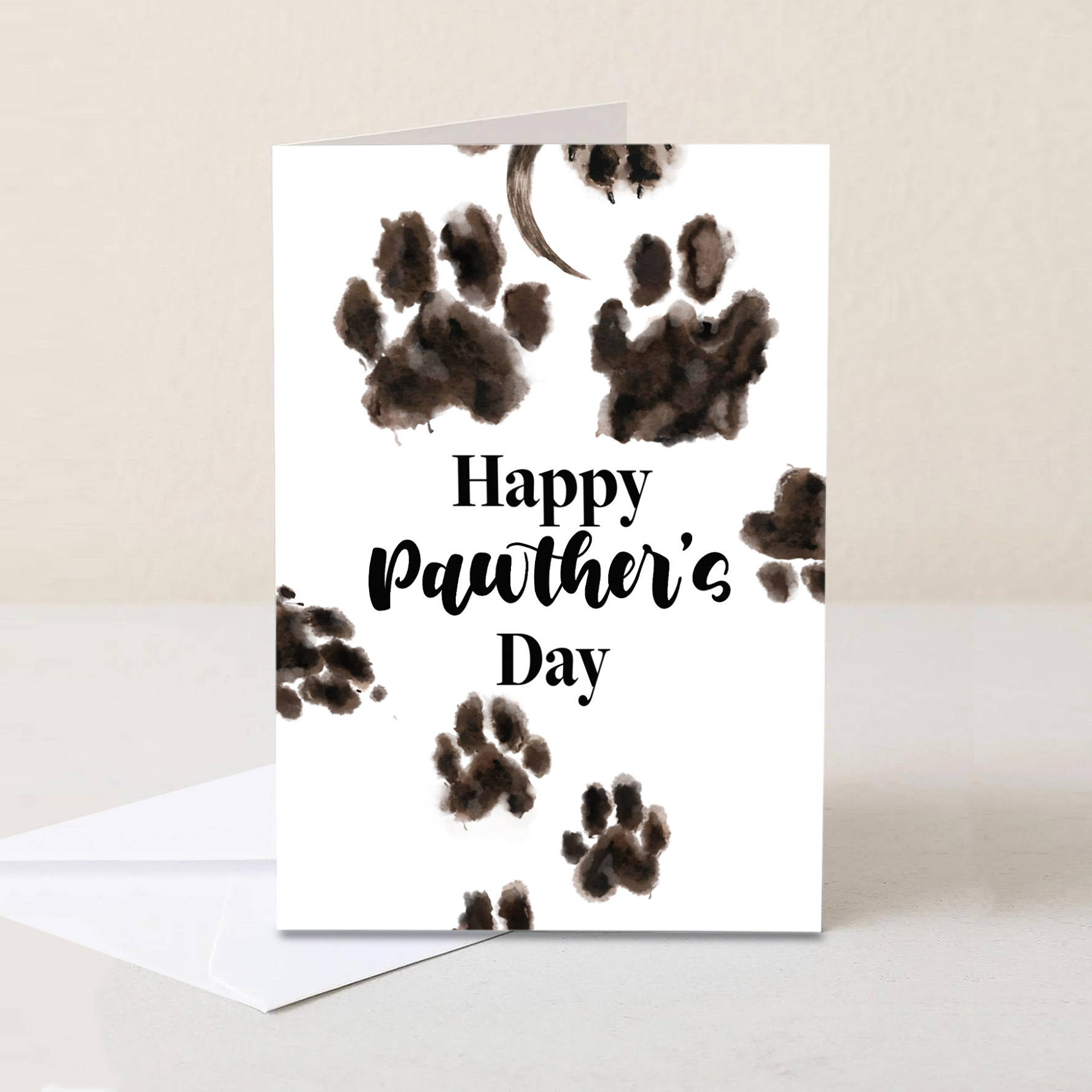 Watercolor Dog Footprints Father's Day Card