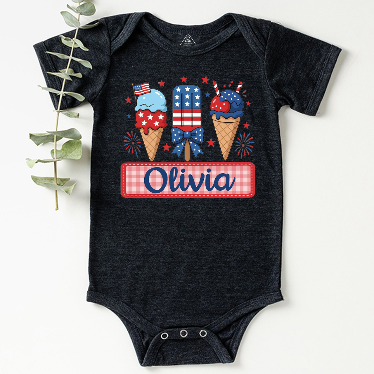 Personalized Name 4th Of July Bodysuit Beepumpkin