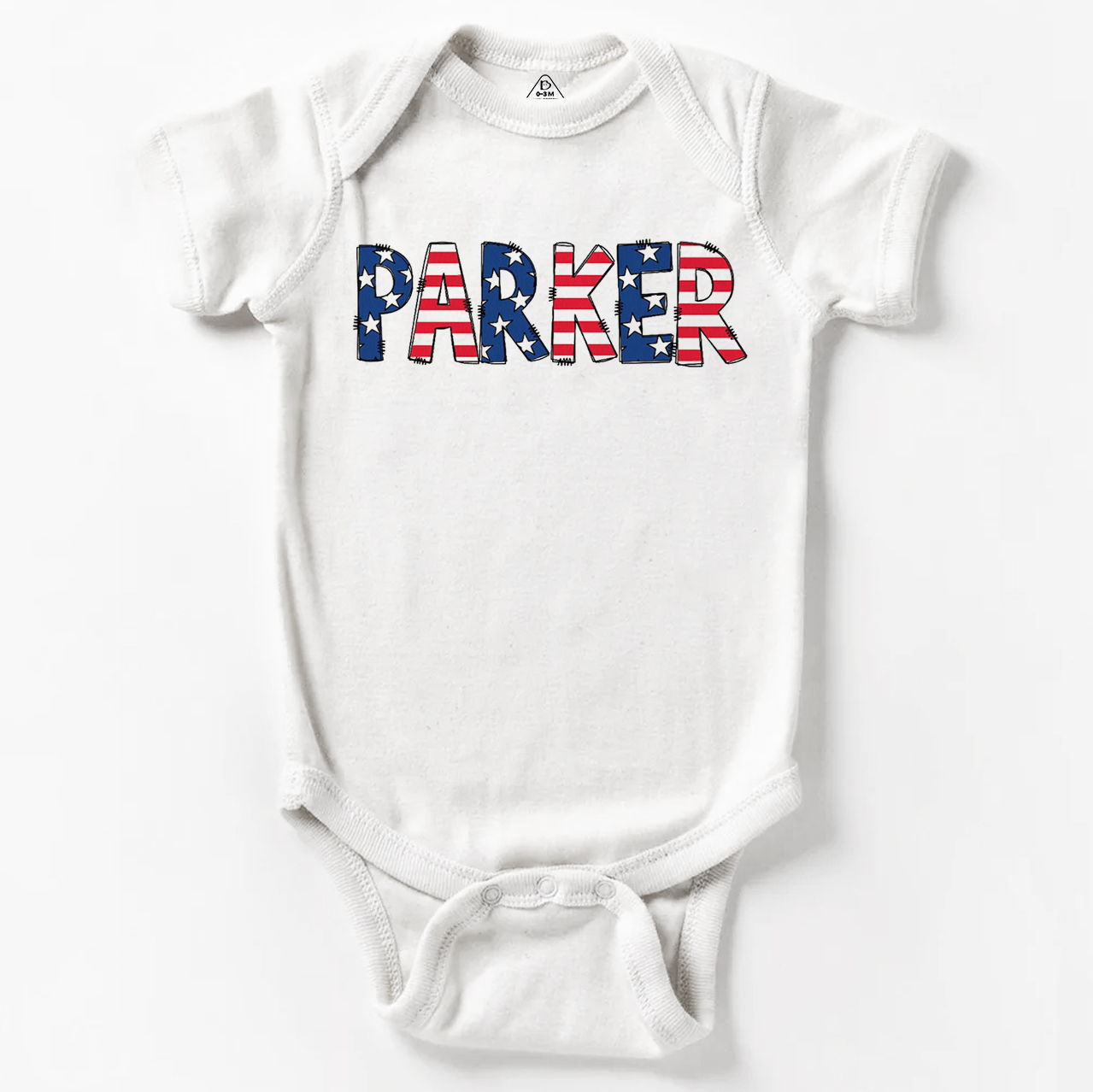 Personalized Name Patriotic Letters  Bodysuit Beepumpkin