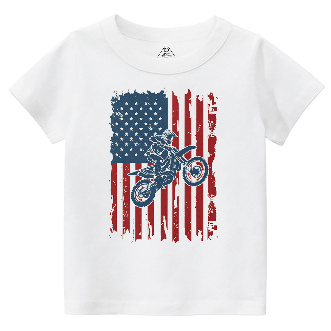 American Flag Dirt Bike Jump Toddler&Kid's Tees Beepumpkin