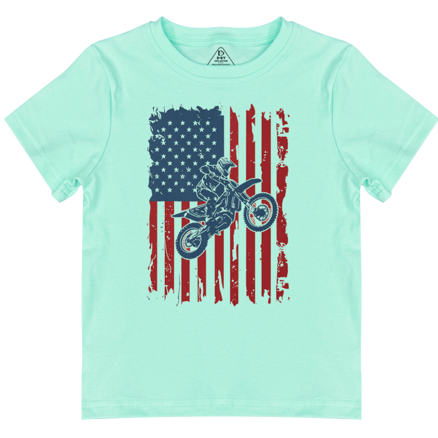 American Flag Dirt Bike Jump Toddler&Kid's Tees Beepumpkin 