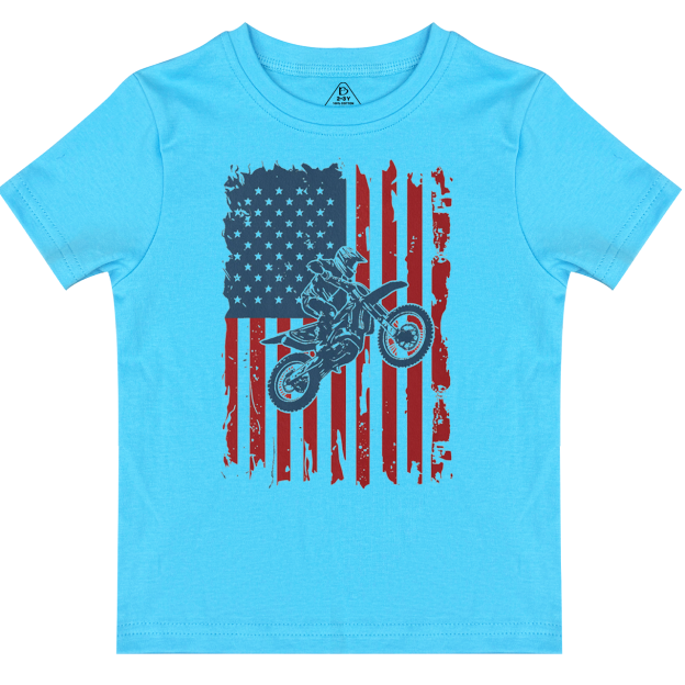 American Flag Dirt Bike Jump Toddler&Kid's Tees Beepumpkin 