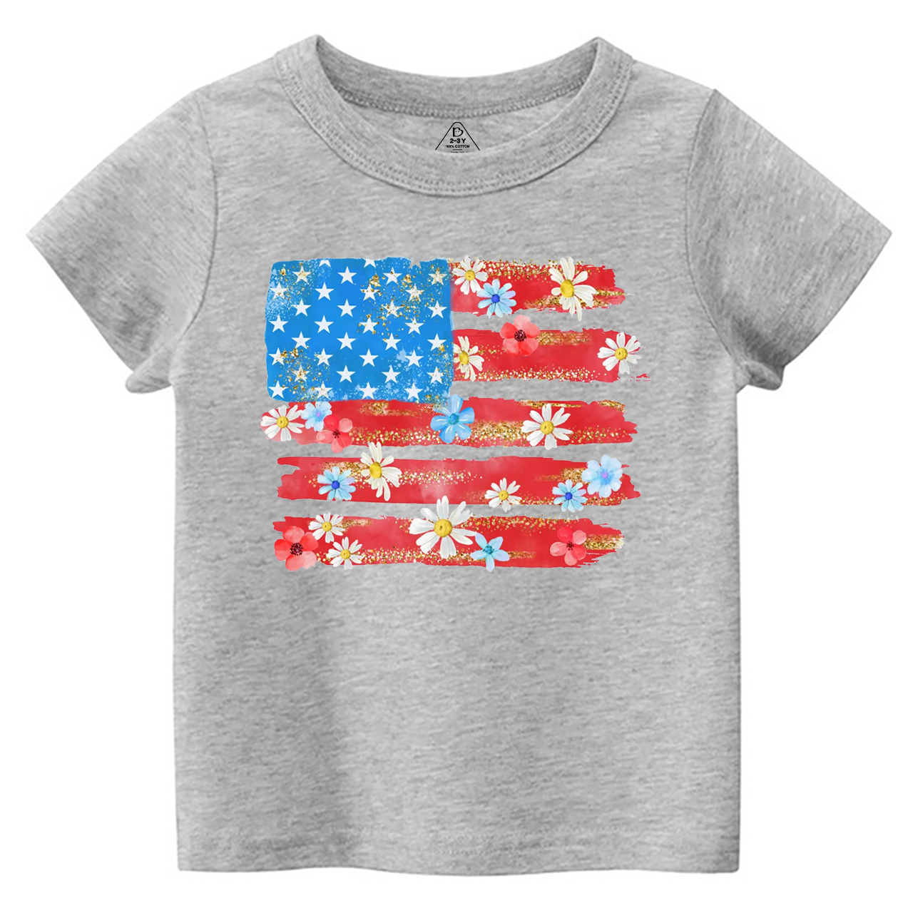 Flower American Flag Toddler&Kid's Tees Beepumpkin 
