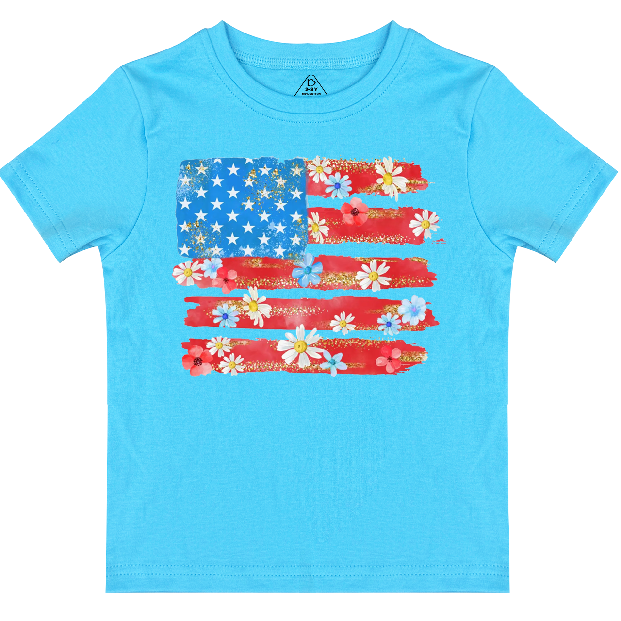 Flower American Flag Toddler&Kid's Tees Beepumpkin 