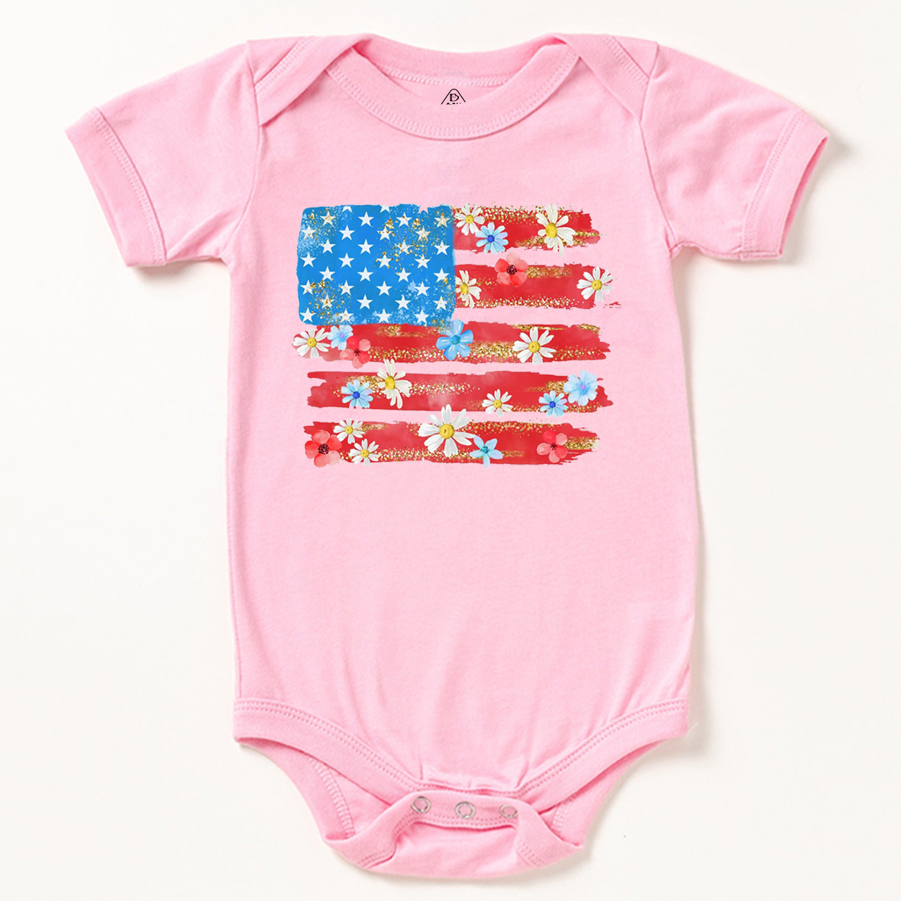 Flower American Flag Bodysuit Beepumpkin