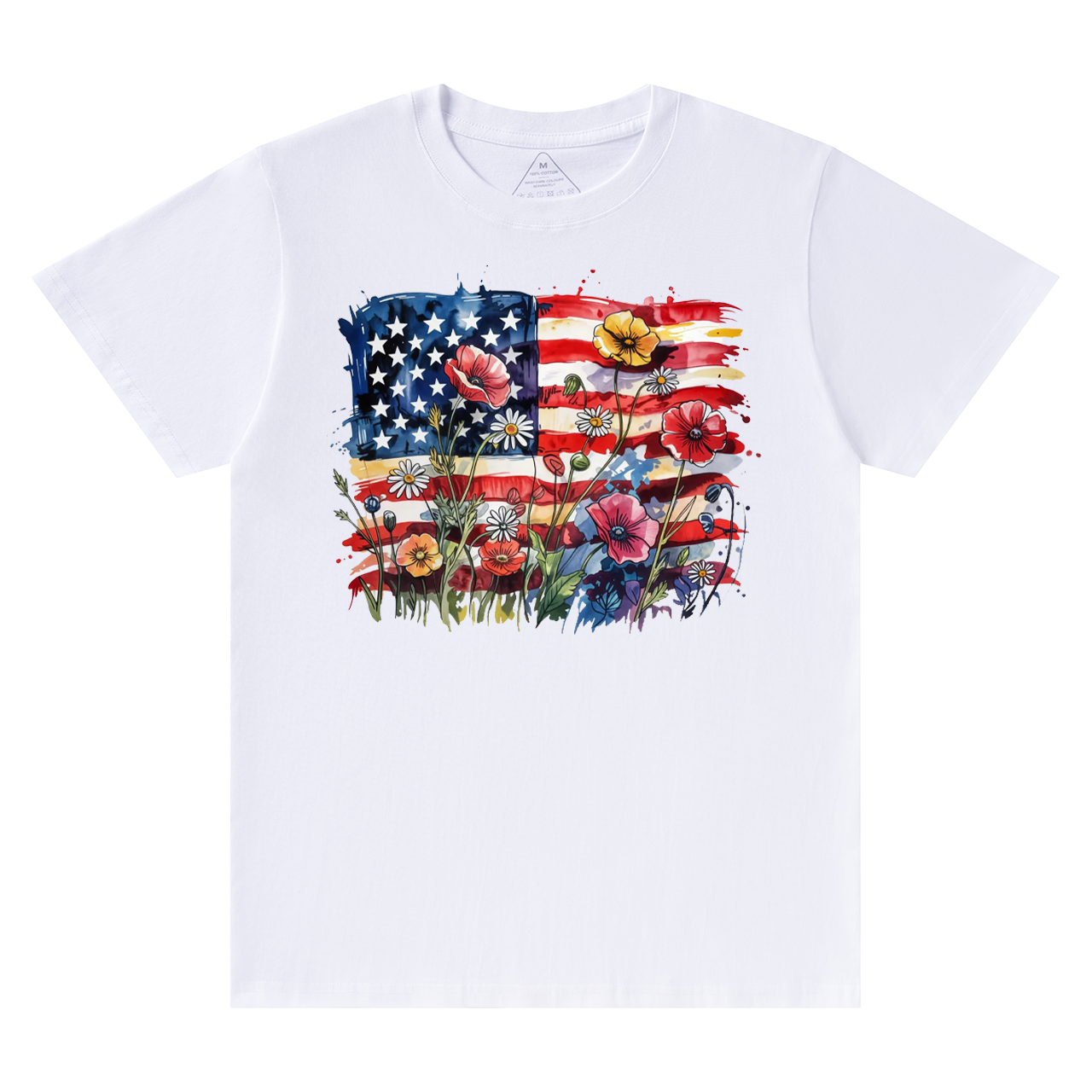 American Flag Floral Mama T-Shirts