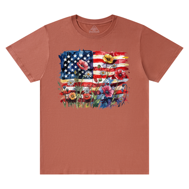 American Flag Floral Mama T-Shirts