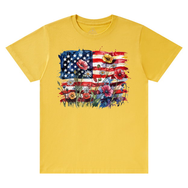 American Flag Floral Mama T-Shirts