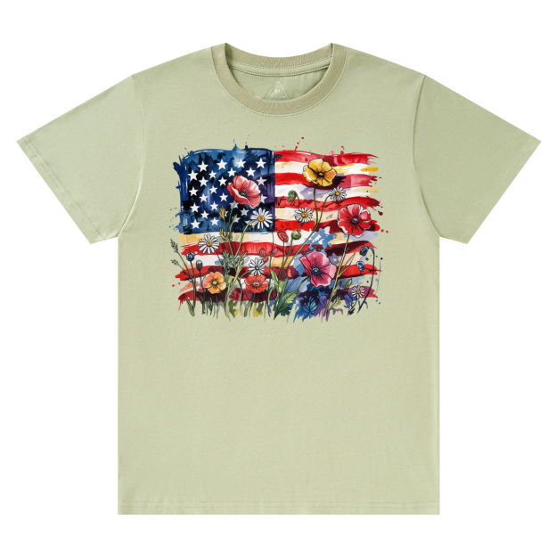 American Flag Floral Mama T-Shirts