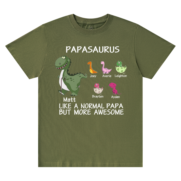 Papasaurus Grandpa Shirt Personalized With Name