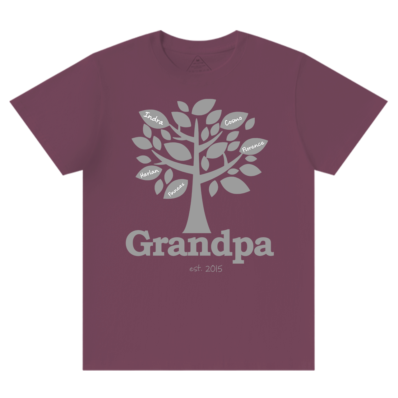 Personalized Family Tree Grandpa Established T-shirt