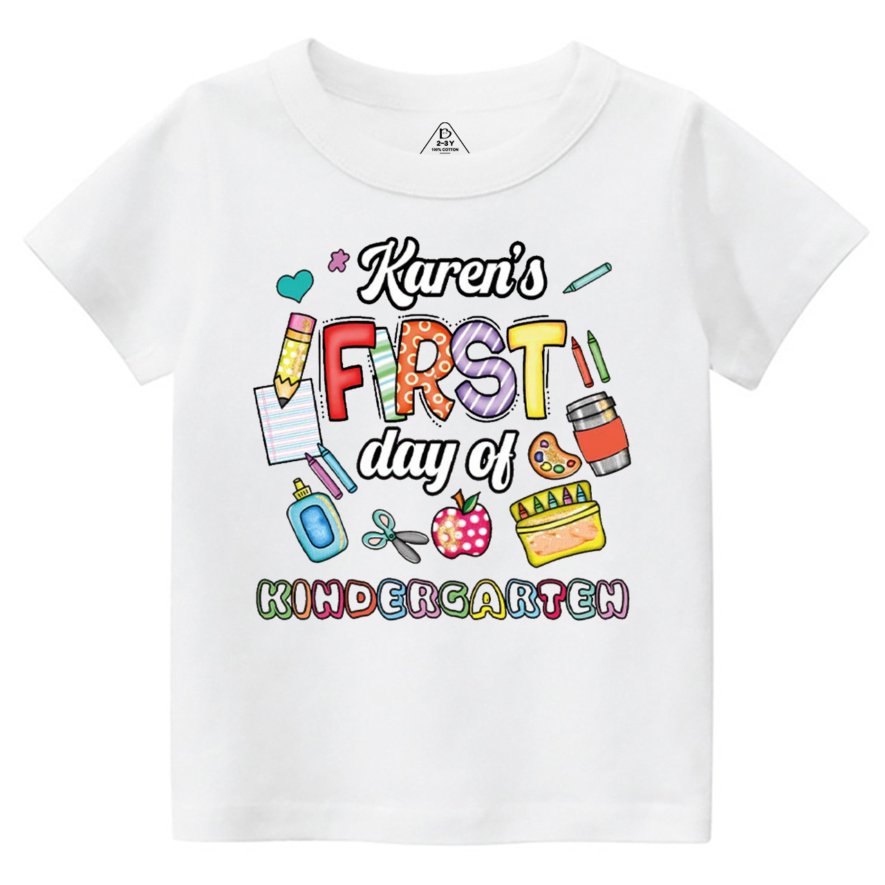 Personalized First Day of Kindergarten Toddler&Kid's Tees Beepumpkin