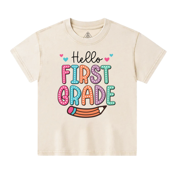 Hello Grade Back To School Toddler&Kids Washed Tees