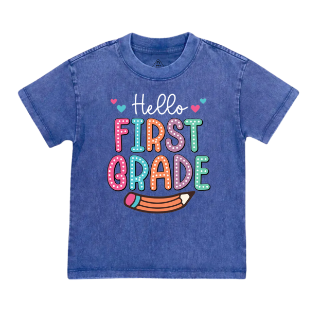 Hello Grade Back To School Toddler&Kids Washed Tees