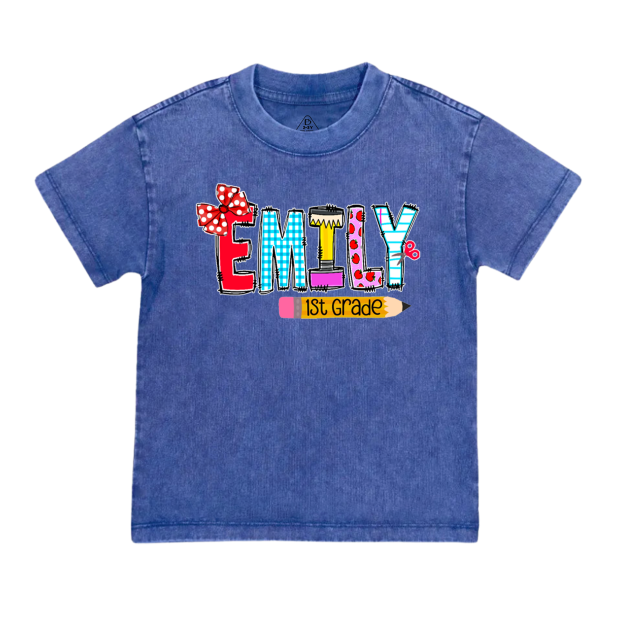 Personalized Name First Day Of School Toddler&Kids Washed Tees