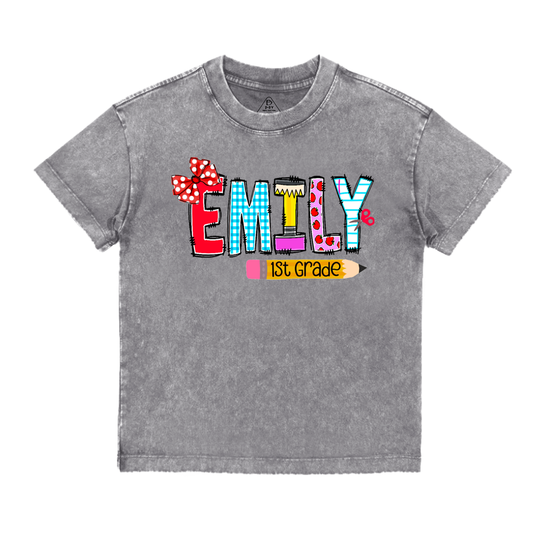 Personalized Name First Day Of School Toddler&Kids Washed Tees
