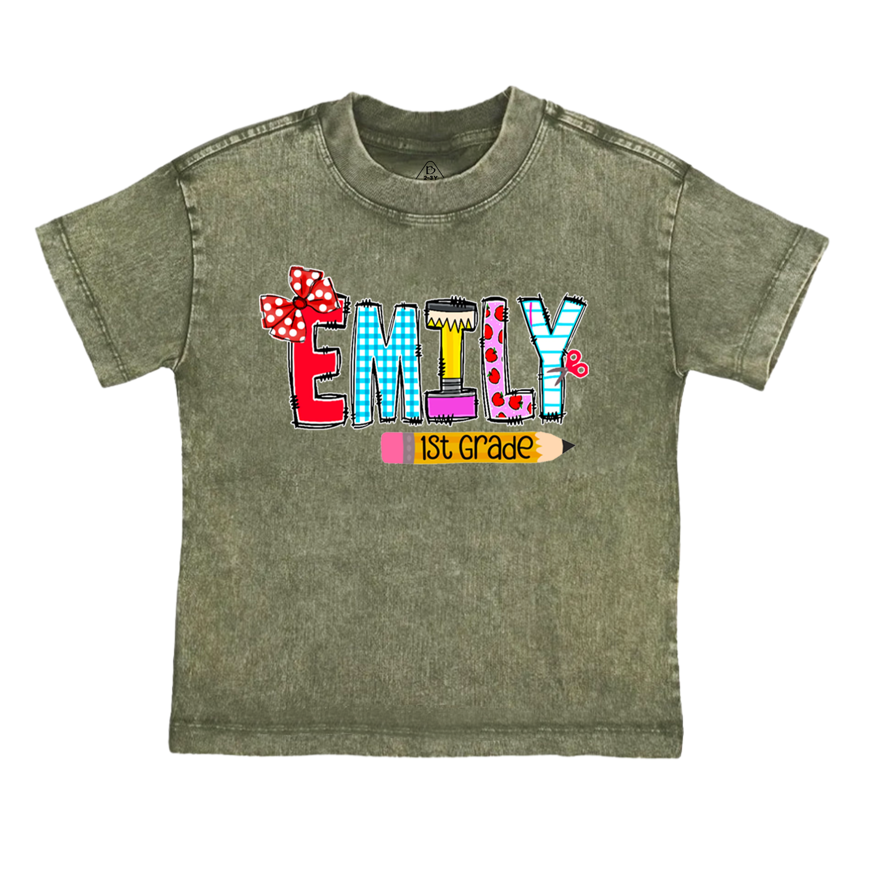 Personalized Name First Day Of School Toddler&Kids Washed Tees