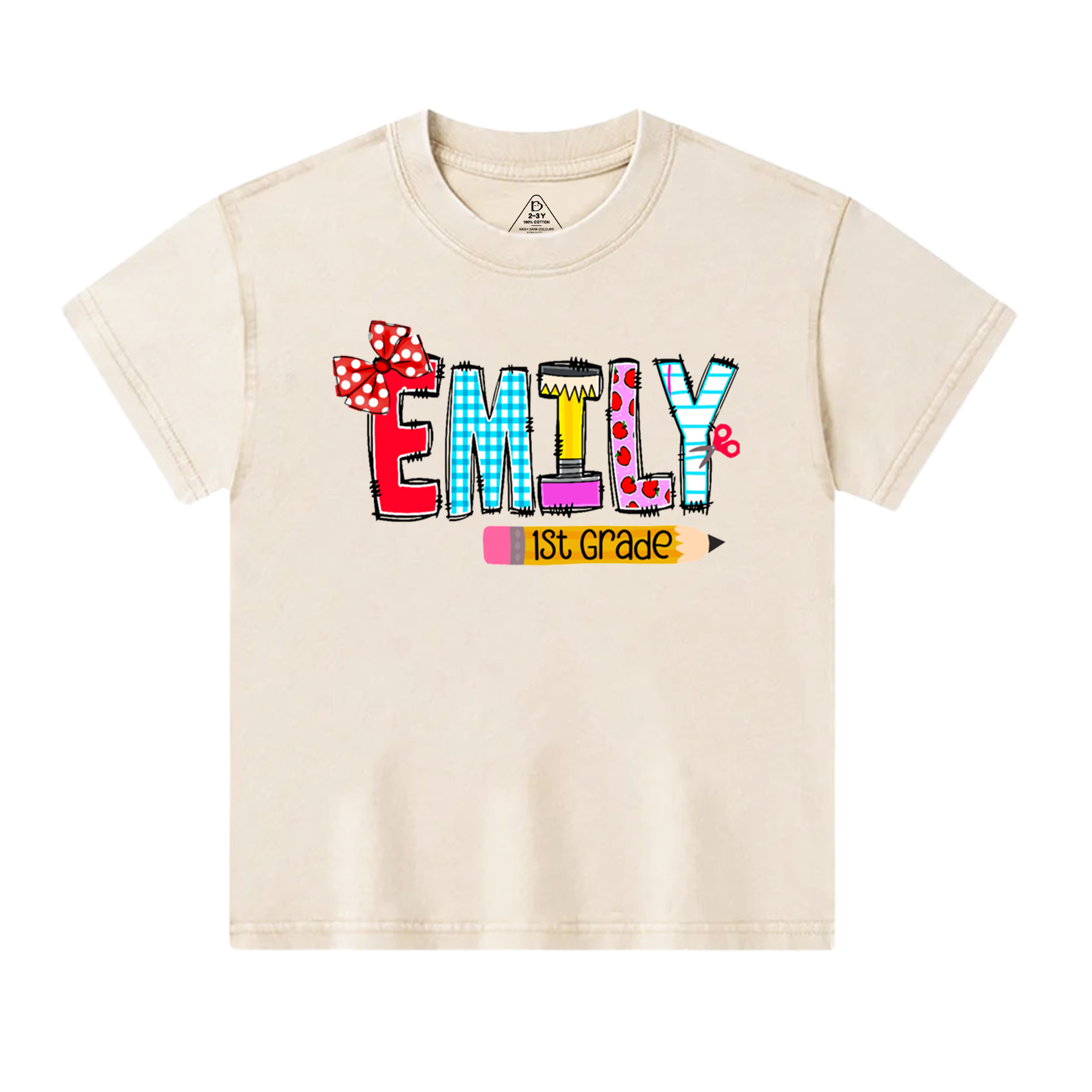 Personalized Name First Day Of School Toddler&Kids Washed Tees