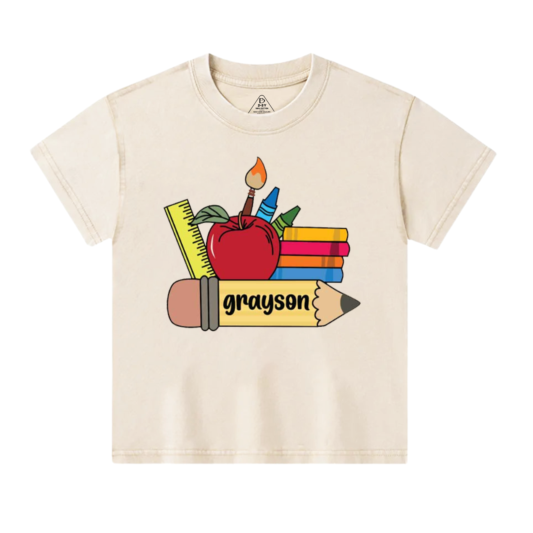 Personalized Name School Supplies  Toddler&Kids Washed Tees