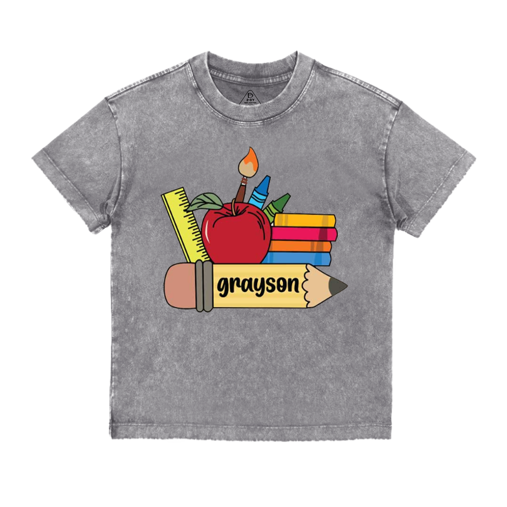 Personalized Name School Supplies  Toddler&Kids Washed Tees