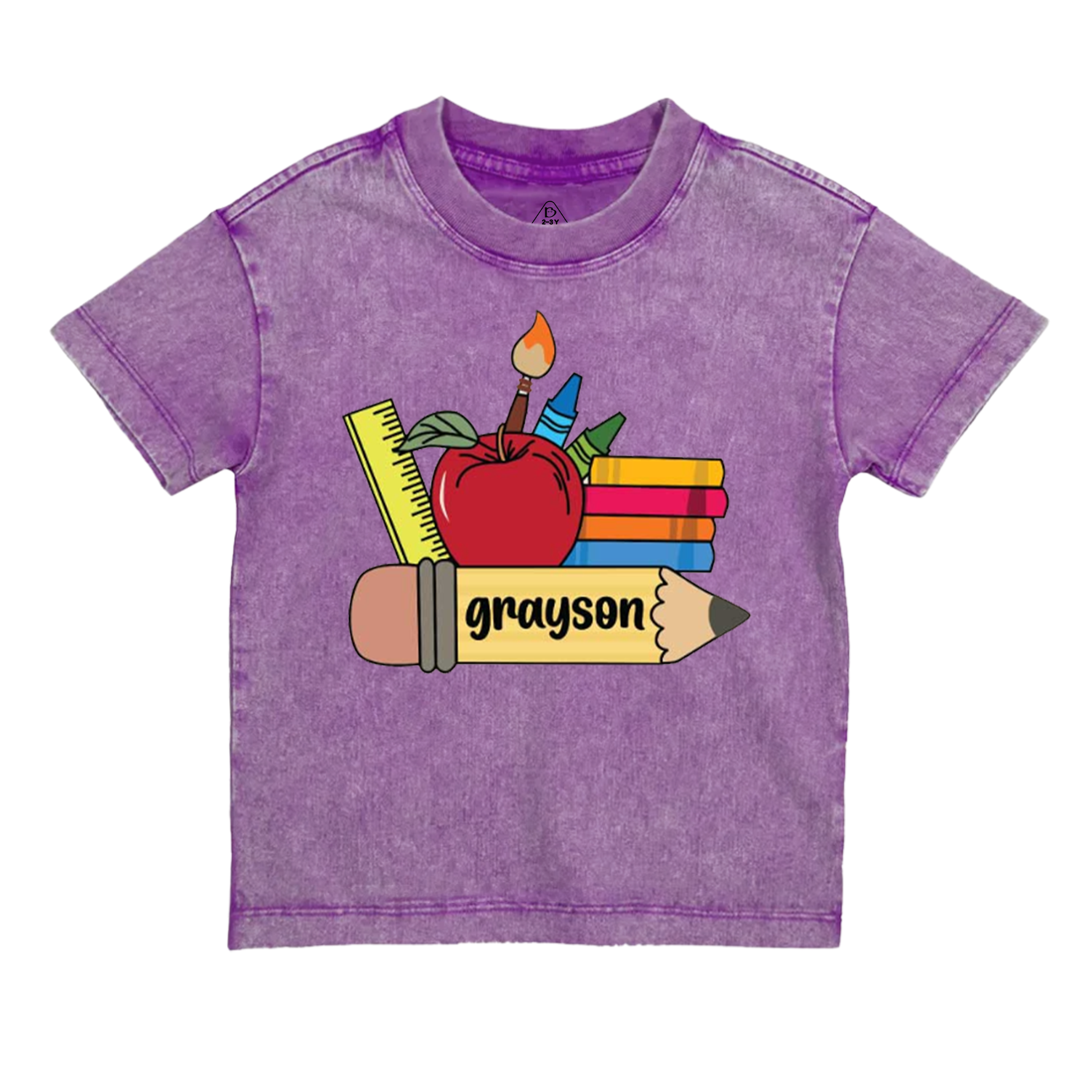 Personalized Name School Supplies  Toddler&Kids Washed Tees