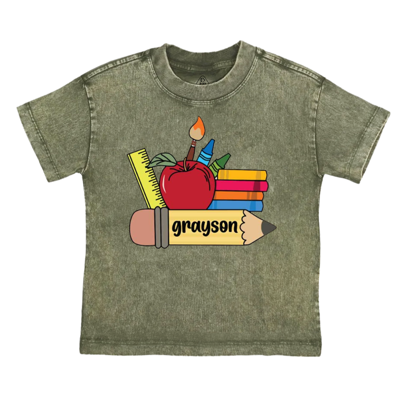 Personalized Name School Supplies  Toddler&Kids Washed Tees