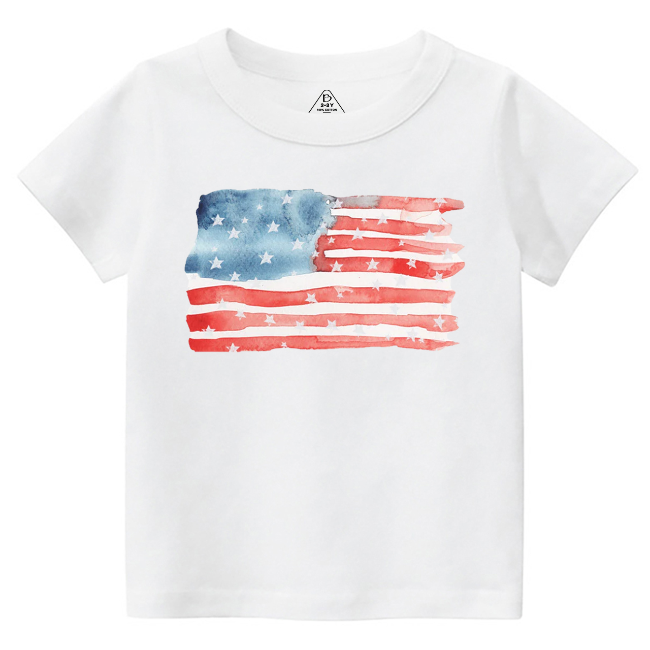 Watercolor American Flag Toddler&Kid's Tees Beepumpkin 
