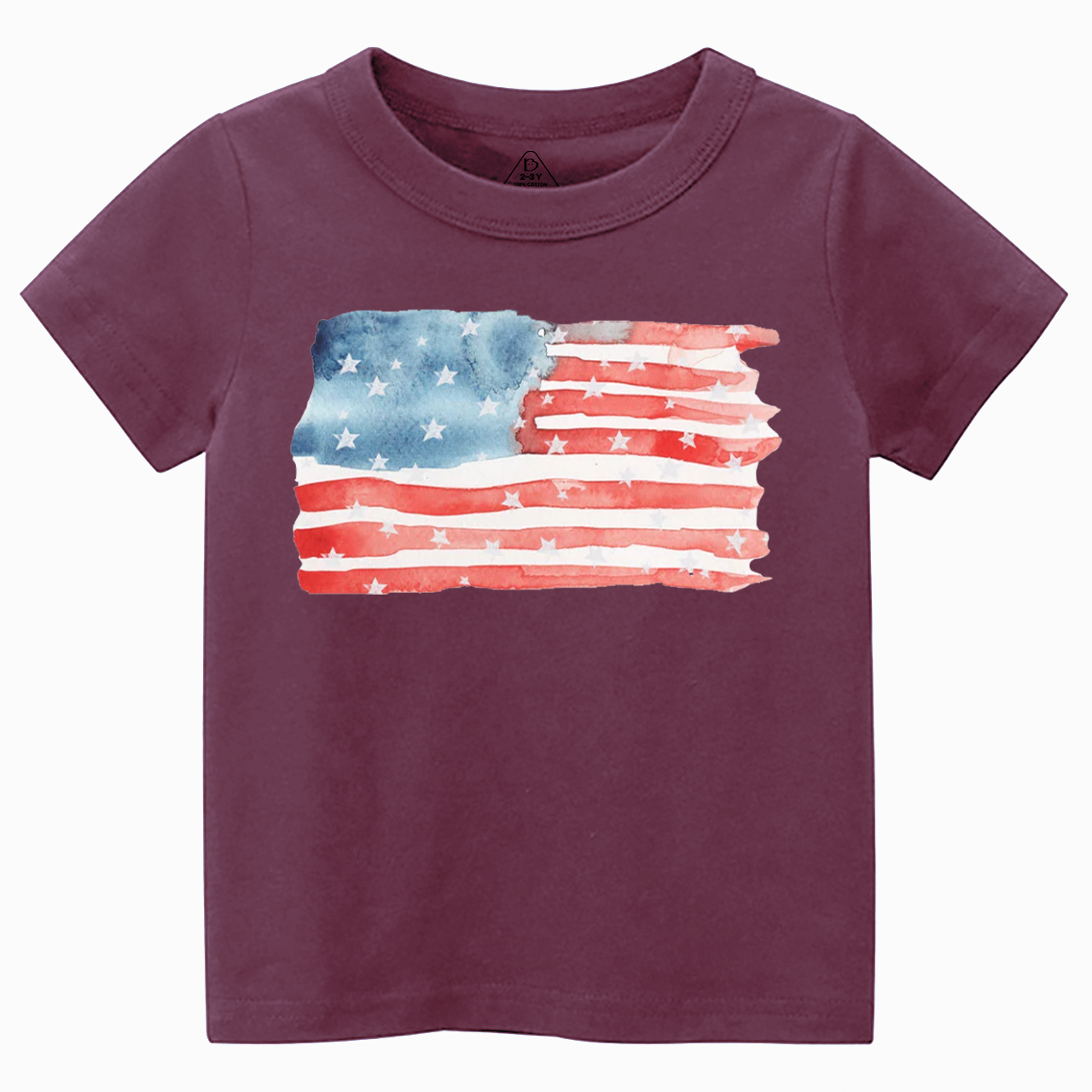 Watercolor American Flag Toddler&Kid's Tees Beepumpkin 