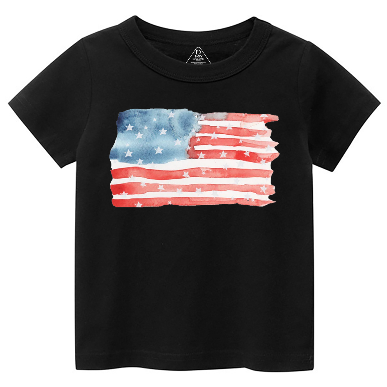 Watercolor American Flag Toddler&Kid's Tees Beepumpkin 