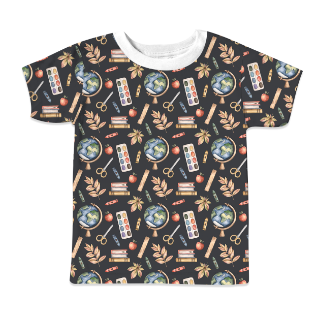 Stationery Back To School All Over Print Kids Tees