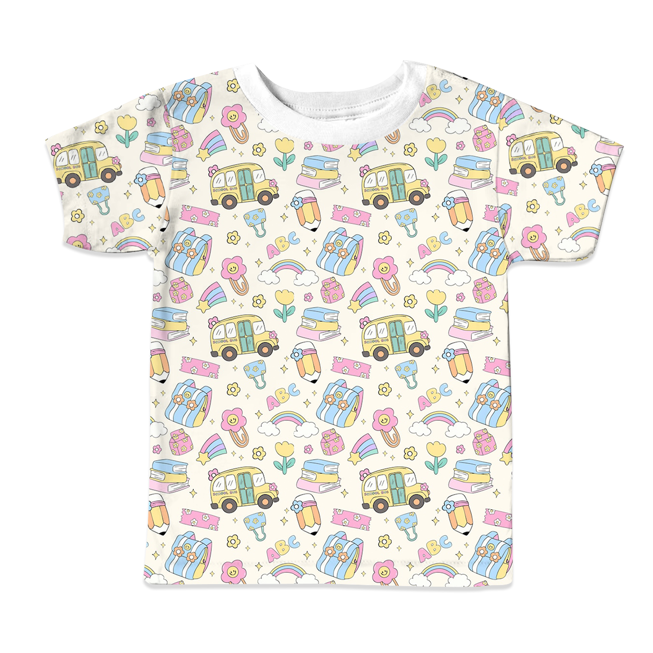 Rainbow School Bus Back To School All Over Print Kids Tees
