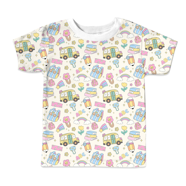 Rainbow School Bus Back To School All Over Print Kids Tees