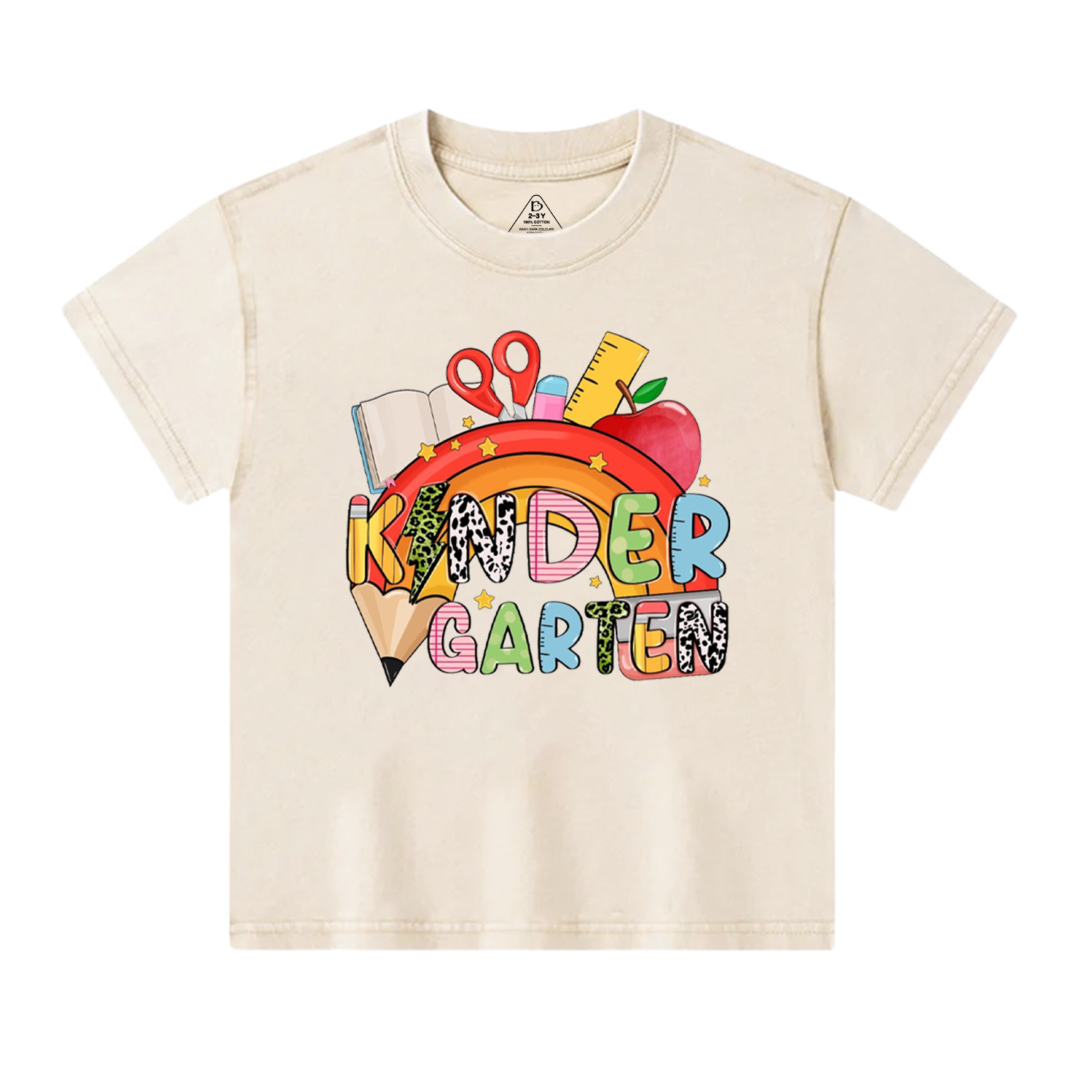Personalized Rainbow Pencils Toddler&Kids Washed Tees