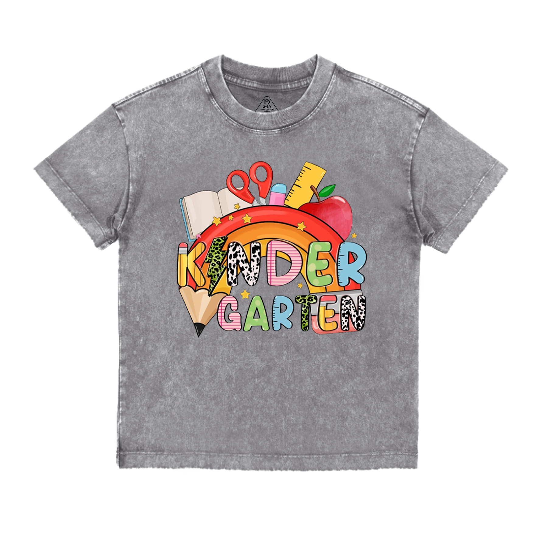 Personalized Rainbow Pencils Toddler&Kids Washed Tees
