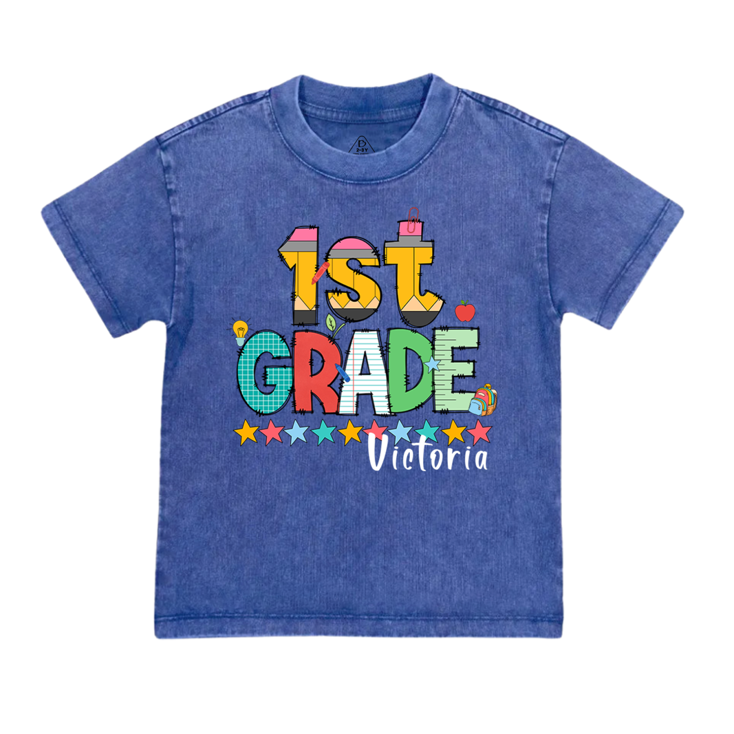 Personalized Pencil Letter Grade Toddler&Kids Washed Tees