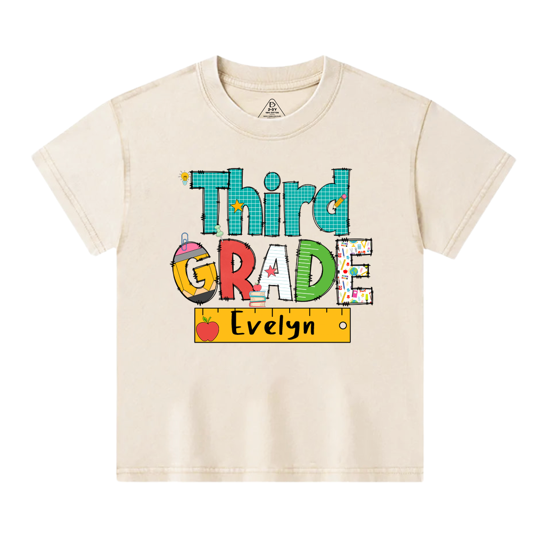 Personalized Letter Grade Toddler&Kids Washed Tees