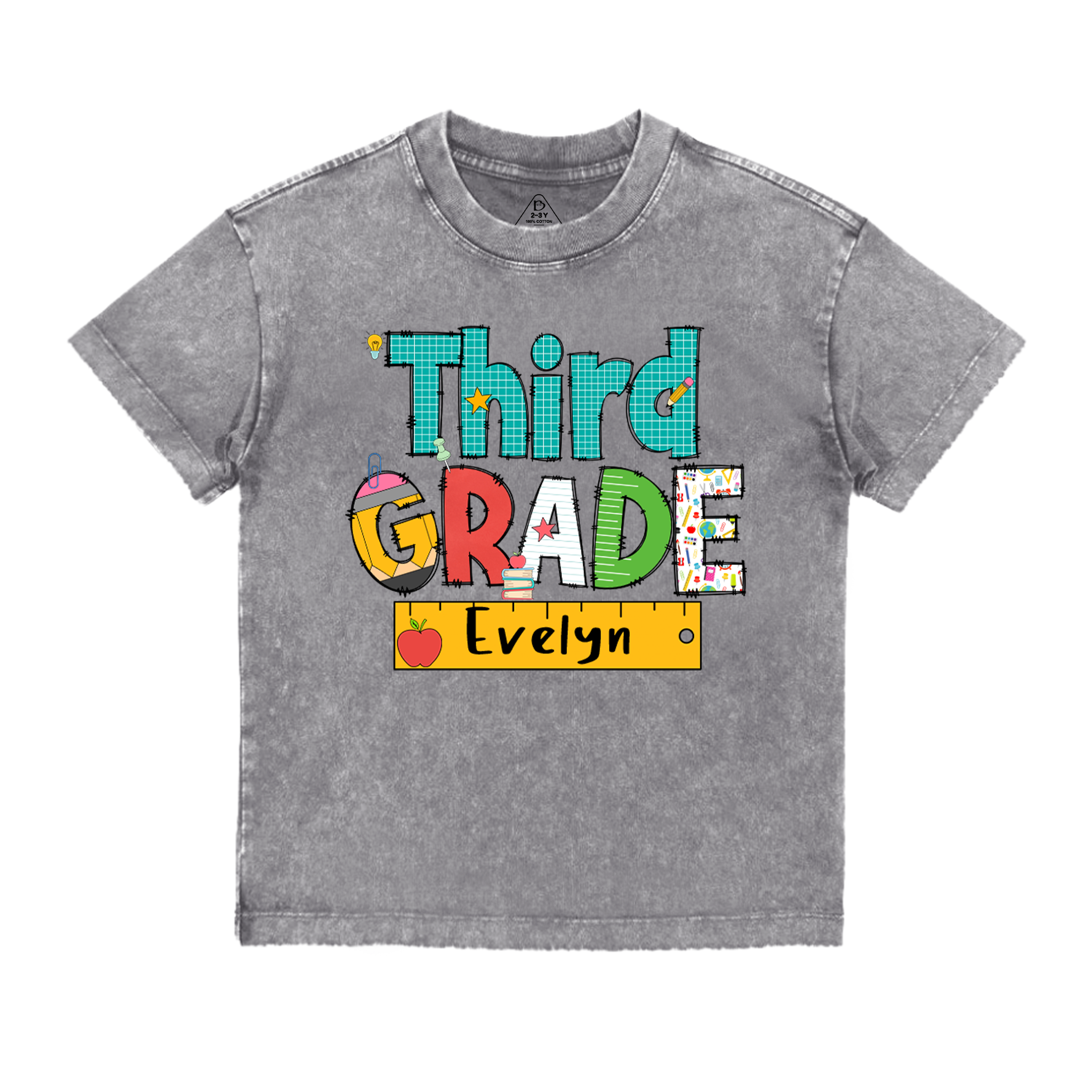 Personalized Letter Grade Toddler&Kids Washed Tees
