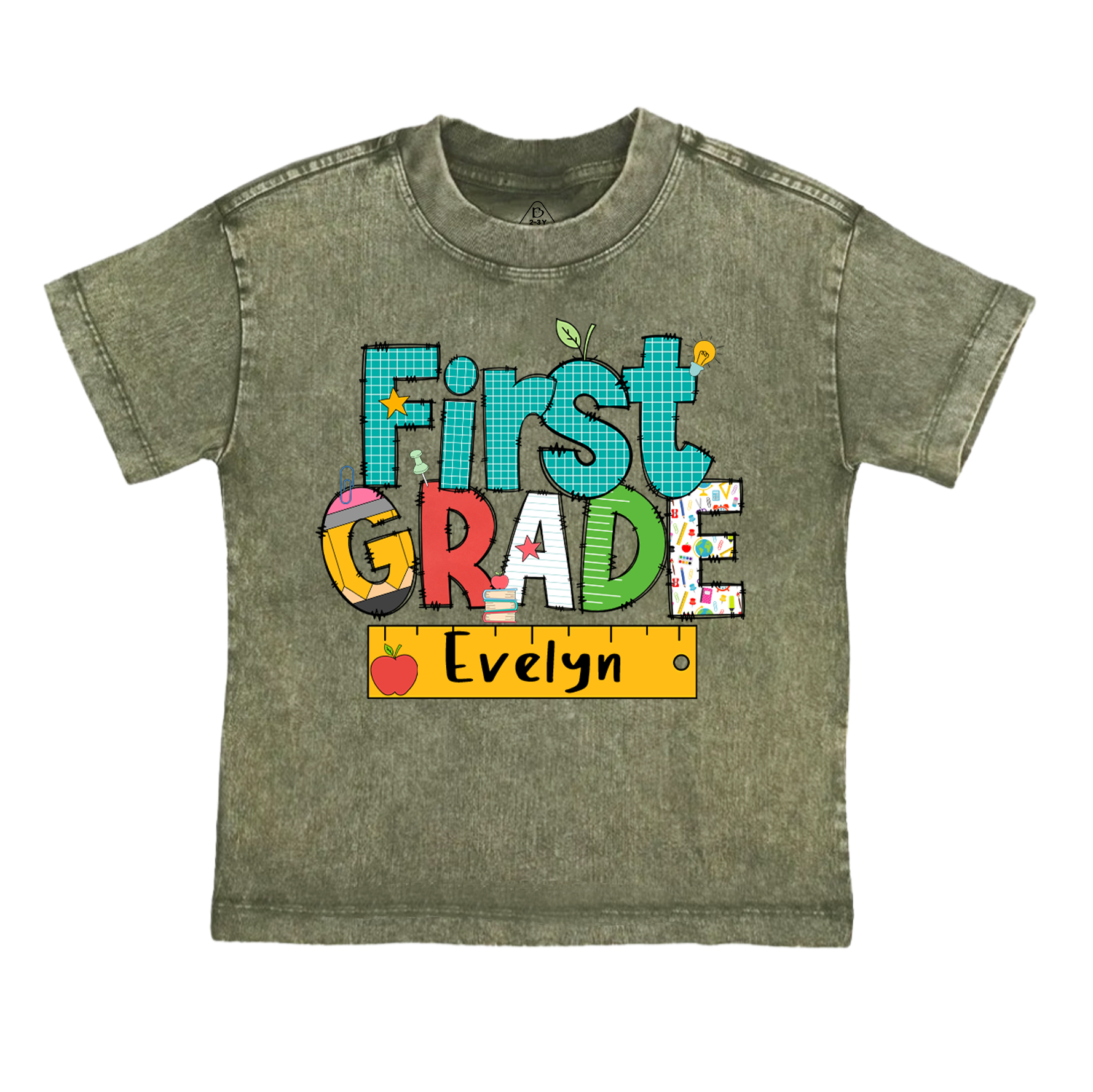Personalized Letter Grade Toddler&Kids Washed Tees