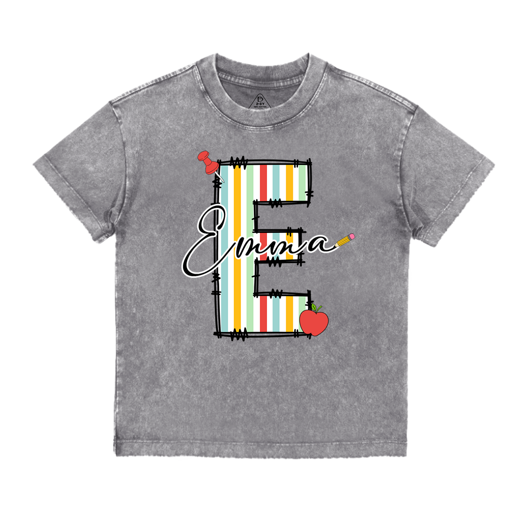 Personalized Alphabet Toddler&Kids Washed Tees