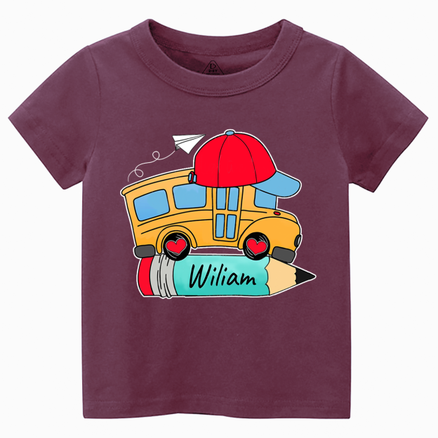 Personalized Bundle School Bus With Name Toddler&Kid's Tees Beepumpkin
