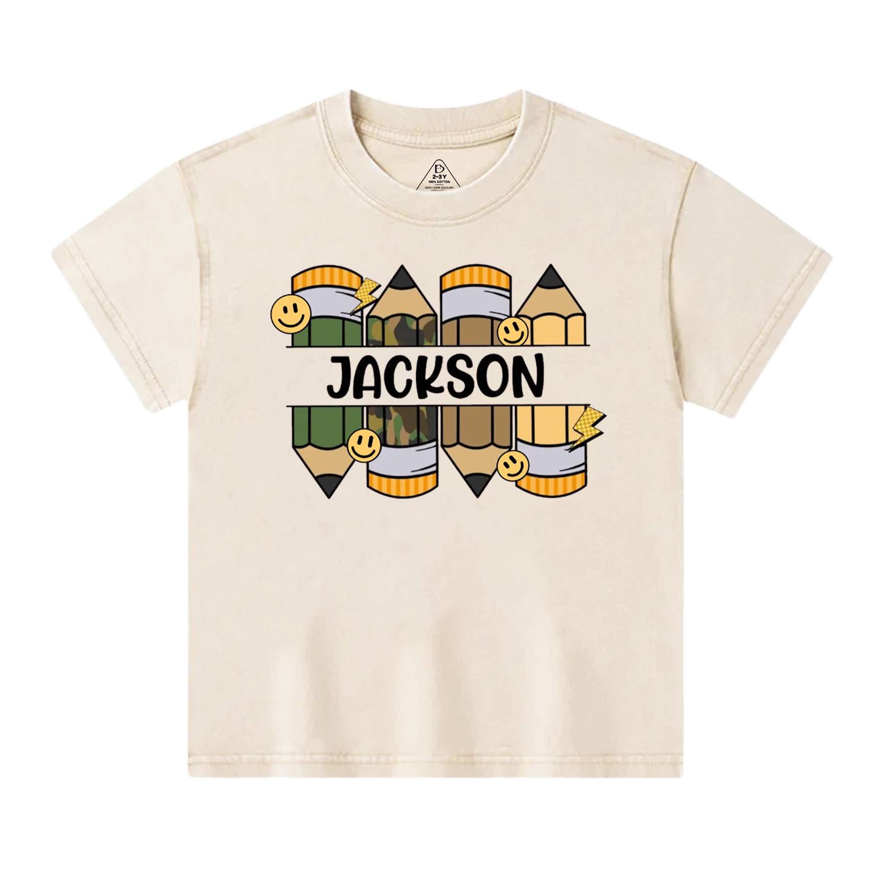 Personalized Pencil Kid Name Toddler&Kids Washed Tees