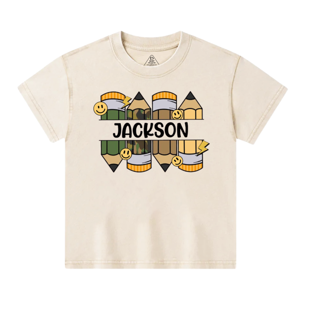Personalized Pencil Kid Name Toddler&Kids Washed Tees