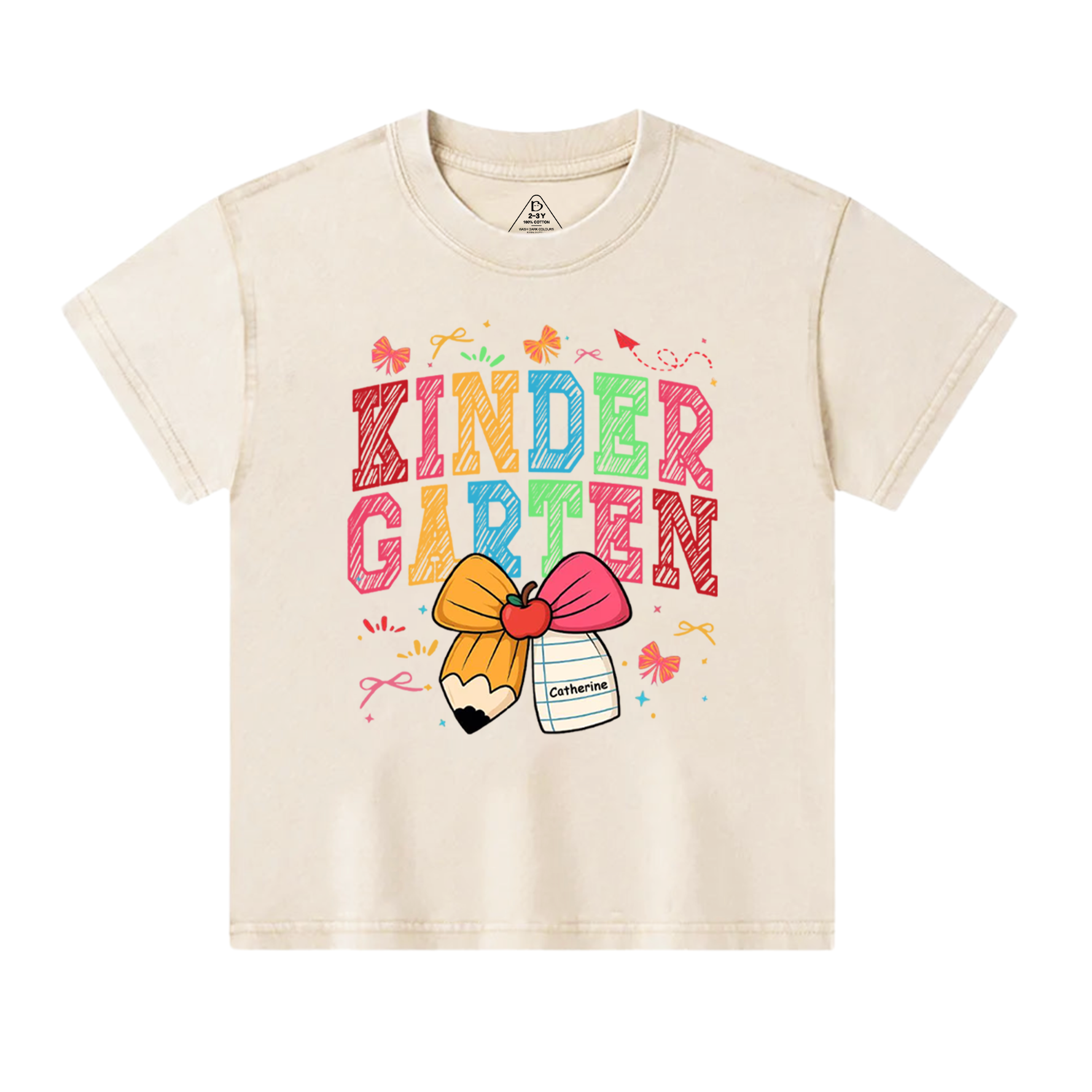 Personalized Girl Back To School Bundle Toddler&Kids Washed Tees