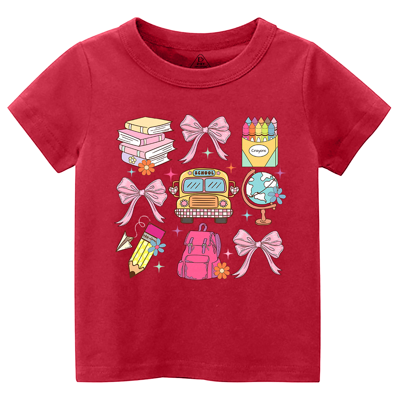 Bow Stationery Back To School Toddler&Kids Tees 