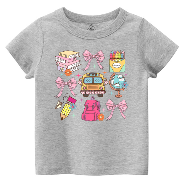 Bow Stationery Back To School Toddler&Kids Tees 