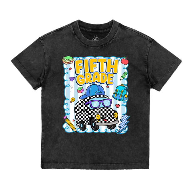 Personalized Toot Toot School Bus Toddler&Kids Washed Tees