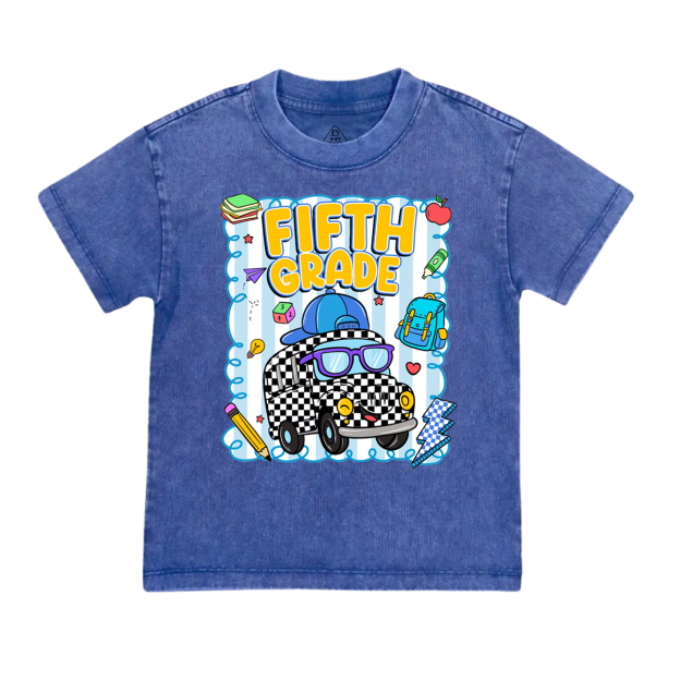 Personalized Toot Toot School Bus Toddler&Kids Washed Tees